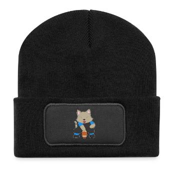 Cat American Football - Recycled Patch Beanie - black - Front