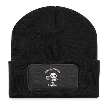 Ragdoll-Katzentherapie - Recycelte Patch Beanie - Schwarz - Vorne
