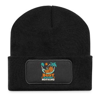Busy Doing Nothing Capybara - Recycled Patch Beanie - black - Front