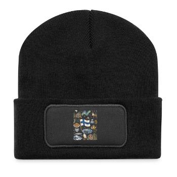Finnland | Seen, Sauna & Nordlicht - Recycelte Patch Beanie - Schwarz - Vorne