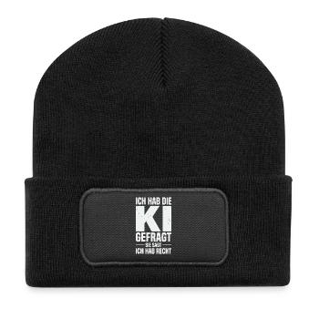 ich hab die ki gefragt sie sagt ich hab recht - Recycelte Patch Beanie - Schwarz - Vorne