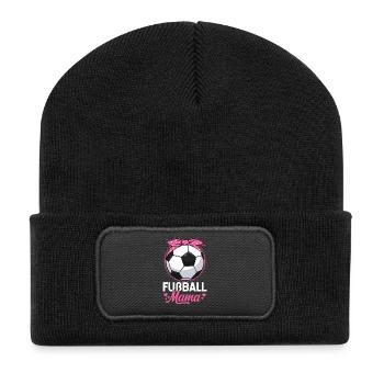 Fußball Mama Mutter Fußballfieber Fußballverein - Recycelte Patch Beanie - Schwarz - Vorne