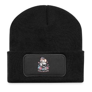 Curse But Cuddly Hamster On Skull - Recycled Patch Beanie - black - Front