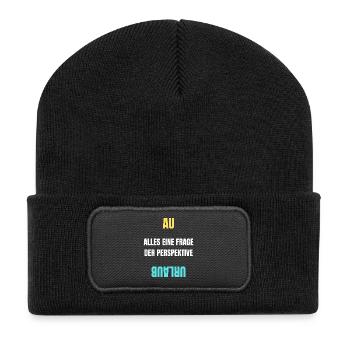 Alles eine Frage der Perspektive T-Shirt AU Urlaub - Recycelte Patch Beanie - Schwarz - Vorne