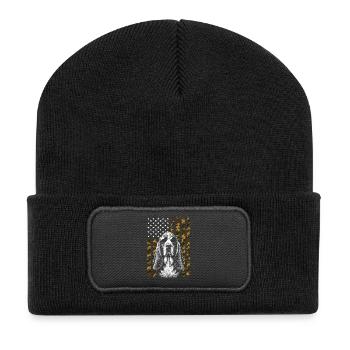 Basset Hound Dog US Flag Camo - Recycled Patch Beanie - black - Front