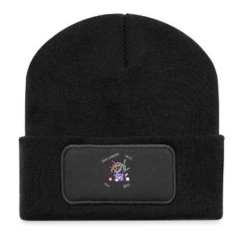 Voller Lärm – Sensorische Überlastung Katze - Recycelte Patch Beanie - Schwarz - Vorne