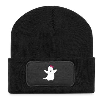 Ghost girl with pink bow - Recycled Patch Beanie - black - Front