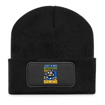 Gamer Gaming Cat Ramen Video Game - Recycelte Patch Beanie - Schwarz - Vorne