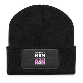 Maman de softball Maman de softball - Beanie recyclé à patch - noir - Devant