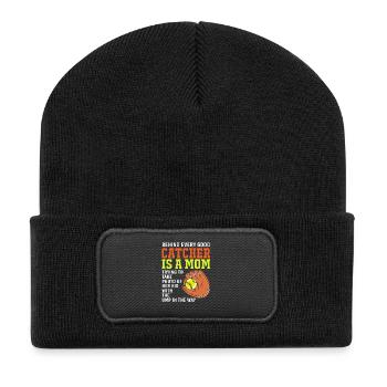 Maman de softball Maman de softball - Beanie recyclé à patch - noir - Devant