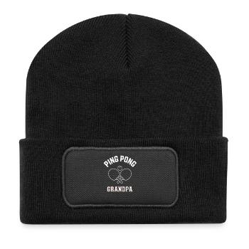 Table tennis, table tennis player, grandpa, gift - Recycled Patch Beanie - black - Front