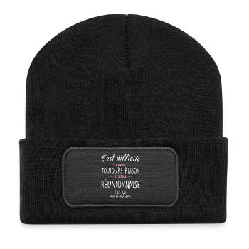 C Est Difficile D Avoir Toujours Raison Et D Et... - Beanie recyclé à patch - noir - Devant