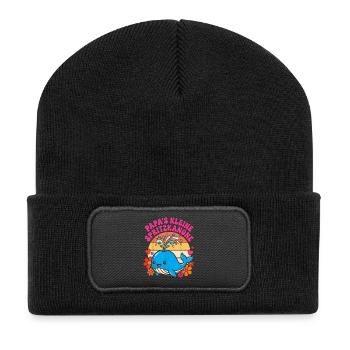Kleiner Spritzkannon-Wal im Retro-Look - Recycled Patch Beanie - black - Front