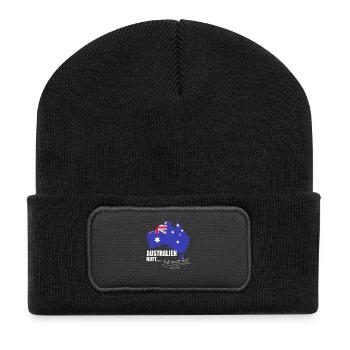 Australien Auswandern - Recycelte Patch Beanie - Schwarz - Vorne