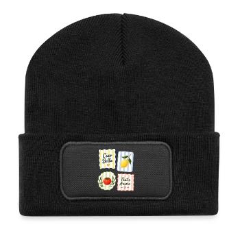 Ciao Bella That’s Amore Italien Sommer - Recycelte Patch Beanie - Schwarz - Vorne