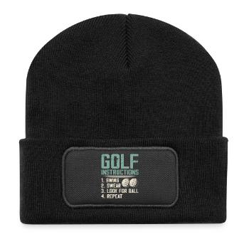 Golf Instructions – Swing, Swearing, Search - Recycled Patch Beanie - black - Front