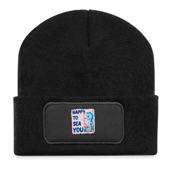 Happy To Sea You Seahorse Sea Love - Recycled Patch Beanie - black - Front