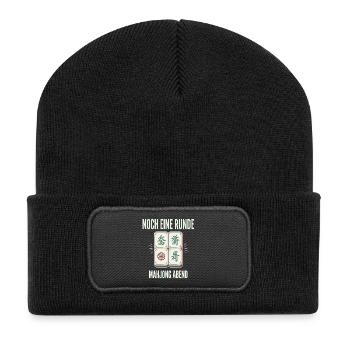 Noch eine Runde Mahjong Abend - Recycelte Patch Beanie - Schwarz - Vorne