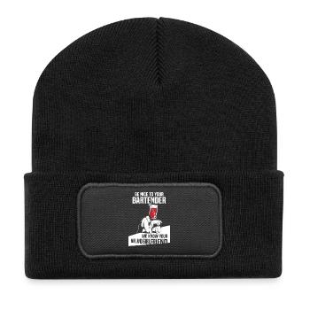 waiter bartender bartender bartender barchef - Recycled Patch Beanie - black - Front