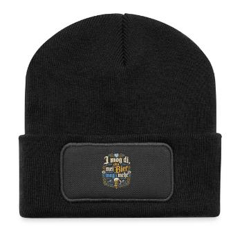 Bayerischer Bier Spruch - Recycelte Patch Beanie - Schwarz - Vorne