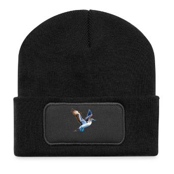 Cadeau des seins aux pieds bleus - Beanie recyclé à patch - noir - Devant