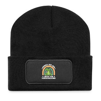 Vorschulkind Dinosaurier Schulstart Einschulung - Recycelte Patch Beanie - Schwarz - Vorne