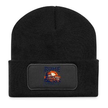 Vintage Rome Italy Colosseum Sunset Skyline - Recycled Patch Beanie - black - Front