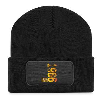 Geschenk zum 60. Geburtstag Limited Baujahr 1966 - Recycelte Patch Beanie - Schwarz - Vorne