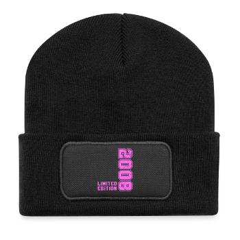 2008 Vintage Vintage Birthday Gift Retro - Recycled Patch Beanie - black - Front