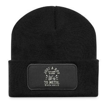 Metal Baby Boy mit Daddy Rock-Familie - Recycelte Patch Beanie - Schwarz - Vorne