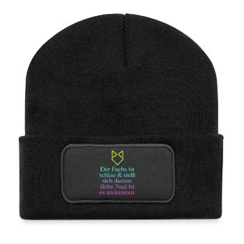 FCK AFD - Zeichen setzen gegen Rechts! NOAFD - Recycelte Patch Beanie - Schwarz - Vorne