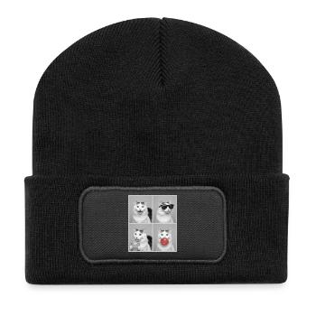 Katzen Türkisch Van Katze - Recycelte Patch Beanie - Schwarz - Vorne