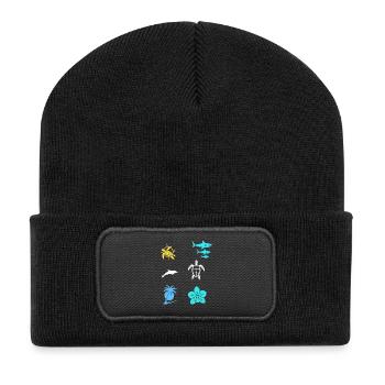 Tropische Südsee Urlaub  - Recycelte Patch Beanie - Schwarz - Vorne