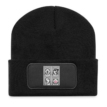 Hunde Alaskan Malamute Hund - Recycelte Patch Beanie - Schwarz - Vorne