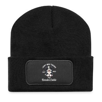 Süßer Border Collie Welpe - Recycelte Patch Beanie - Schwarz - Vorne