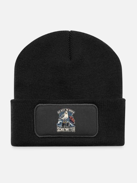 Schietwetter Möwe Norddeutschland Shirt - Recycelte Patch Beanie - Schwarz