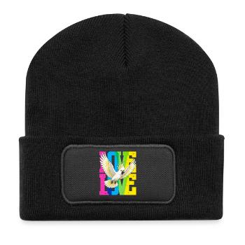 Fliegender Kakadu - Recycelte Patch Beanie - Schwarz - Vorne