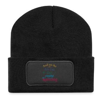 And on the 8th day God created knitting - Recycelte Patch Beanie - Schwarz - Vorne