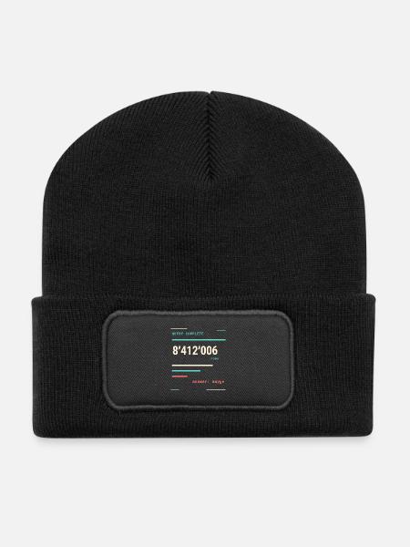Neonzähler Anfrage abgeschlossen - Recycelte Patch Beanie - Schwarz