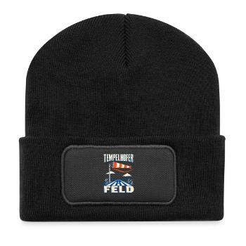 Tempelhofer Feld – Windsack und Startbahn - Recycelte Patch Beanie - Schwarz - Vorne