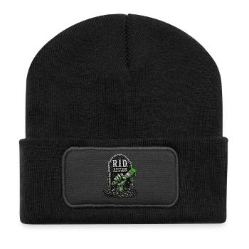 Rentner im Dienst - Recycelte Patch Beanie - Schwarz - Vorne