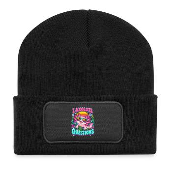 Axolotl am Strand mit Sonnenbrille - Recycelte Patch Beanie - Schwarz - Vorne