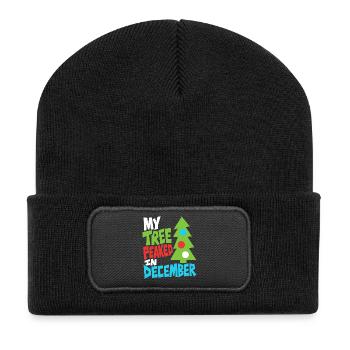 Weihnachtsbaum hatte im Dezember Hochsaison - Recycelte Patch Beanie - Schwarz - Vorne