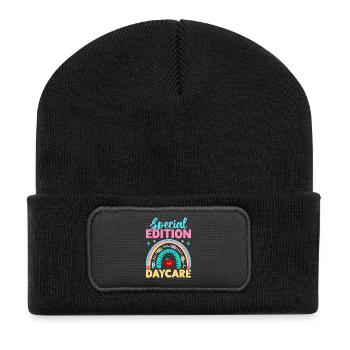 Tagesmutter Special Edition Daycare Nanny - Recycelte Patch Beanie - Schwarz - Vorne
