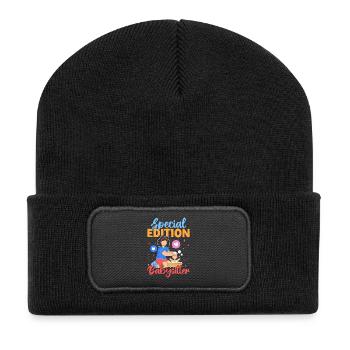 Tagesmutter Special Edition Nanny - Recycelte Patch Beanie - Schwarz - Vorne