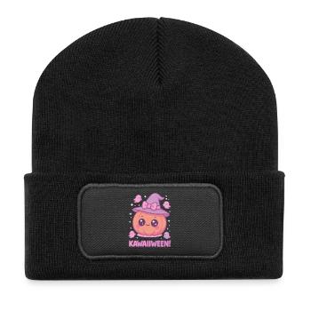 Kawaiiween Kürbishexe - Recycelte Patch Beanie - Schwarz - Vorne