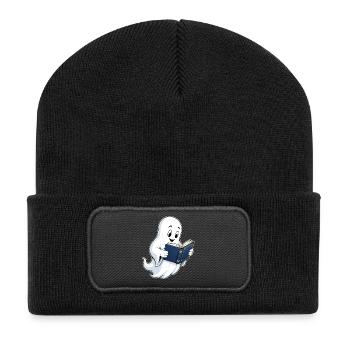 Lesender Geist – Bücherwurm - Recycelte Patch Beanie - Schwarz - Vorne