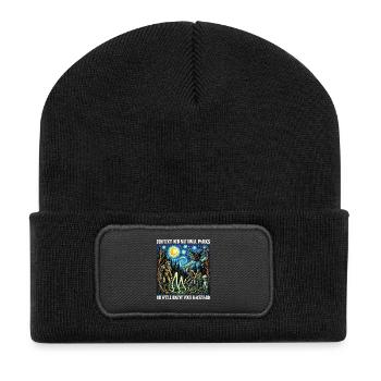 Kryptid Van Gogh schützt unsere Nationalparks - Recycelte Patch Beanie - Schwarz - Vorne