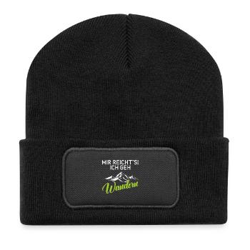Wandern Berge Outdoor Natur Lustiger Spruch - Recycelte Patch Beanie - Schwarz - Vorne