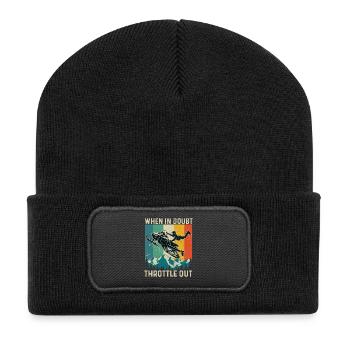 Im Zweifel Gas geben – Schneemobil-Schlittenfahrer - Recycelte Patch Beanie - Schwarz - Vorne